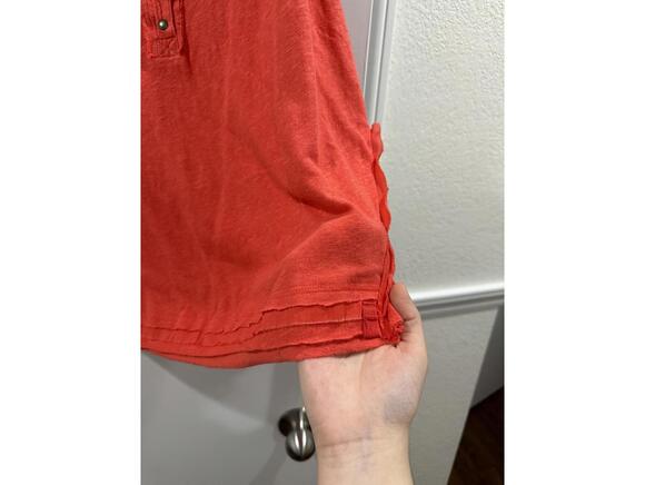 NWT Free People Love Language Red Linen Scoop Neck Henley Tank Top- Size Small - Picture 8 of 9